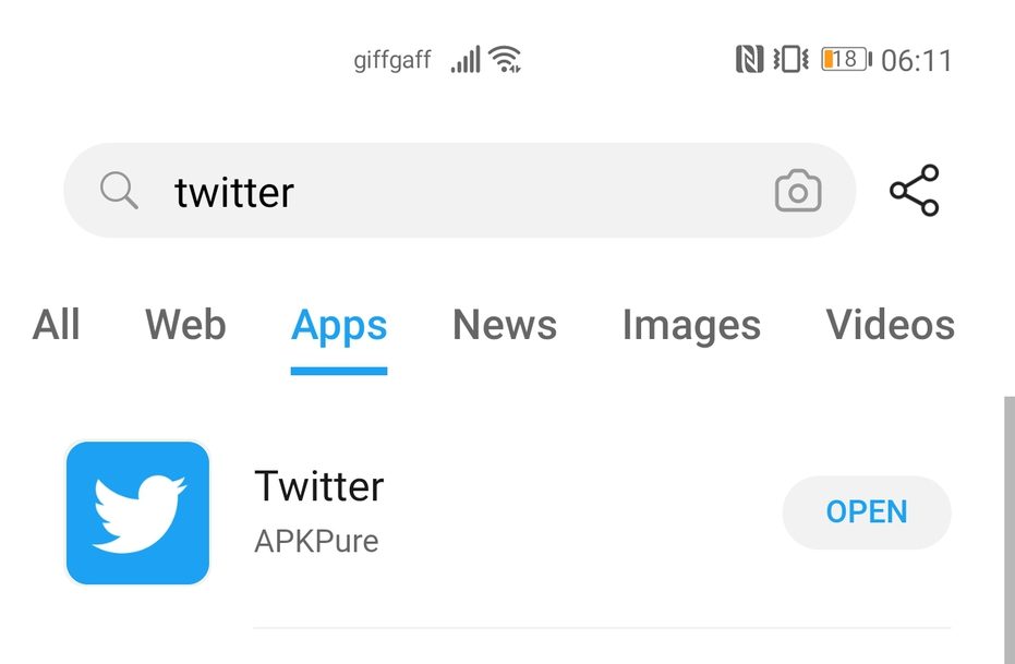 Huawei Mate 40 Pro screenshot of Petal Search for Twitter