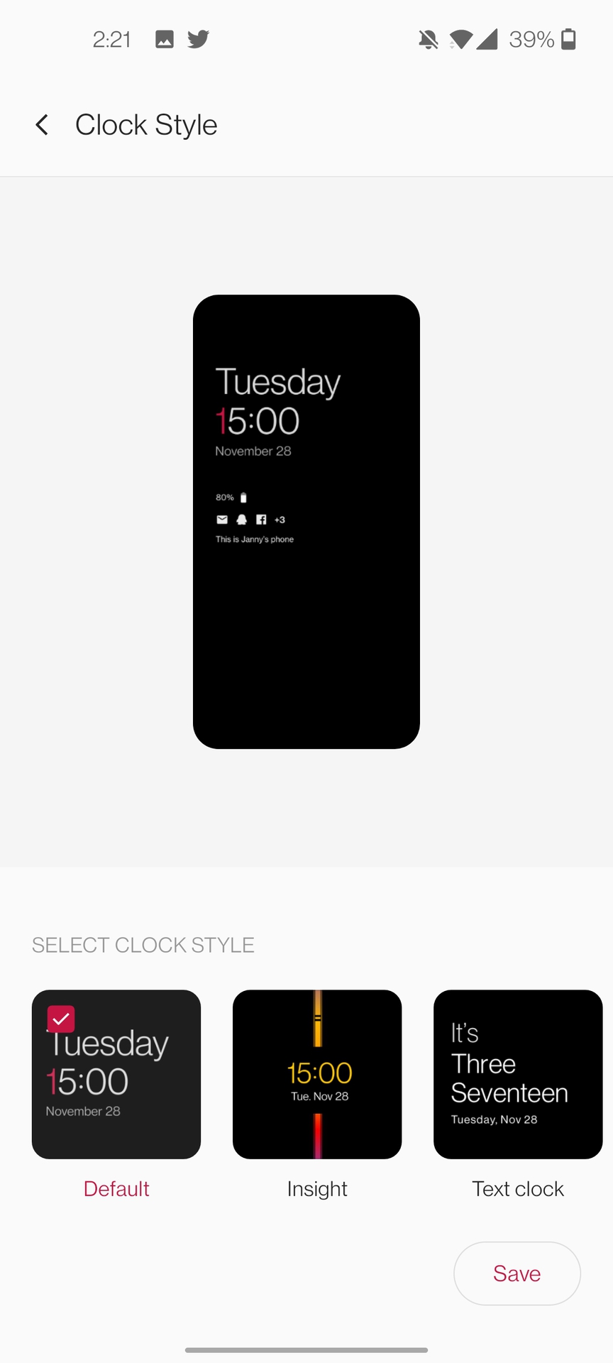 OnePlus 8T default AOD