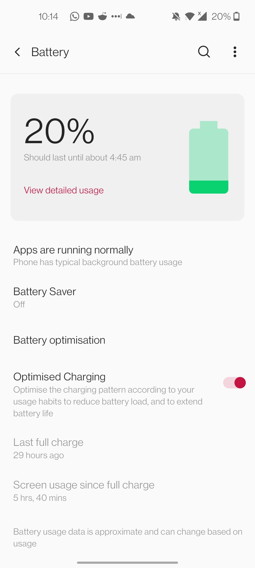 OnePlus 8T first battery screenshot