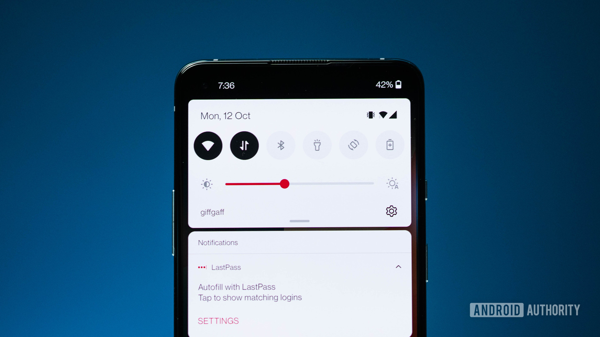 OnePlus 8T quick settings and notifications close up