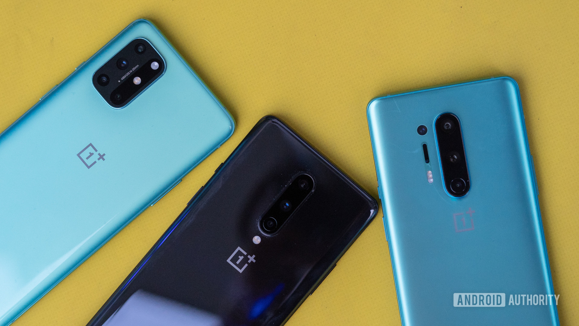 OnePlus 8T vs OnePlus 8 vs OnePlus 8 Pro showing camera modules