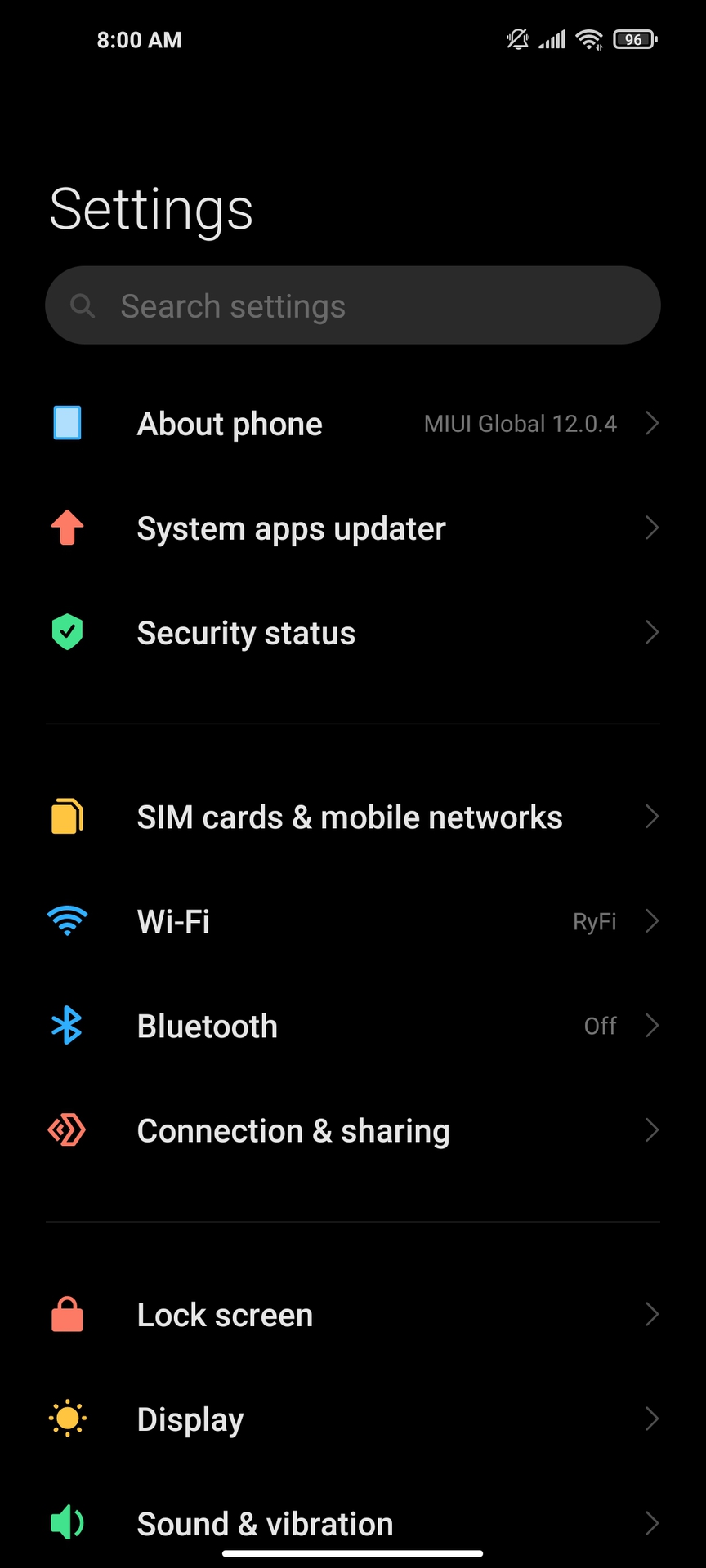 Xiaomi Mi 10T Pro settings menu 1