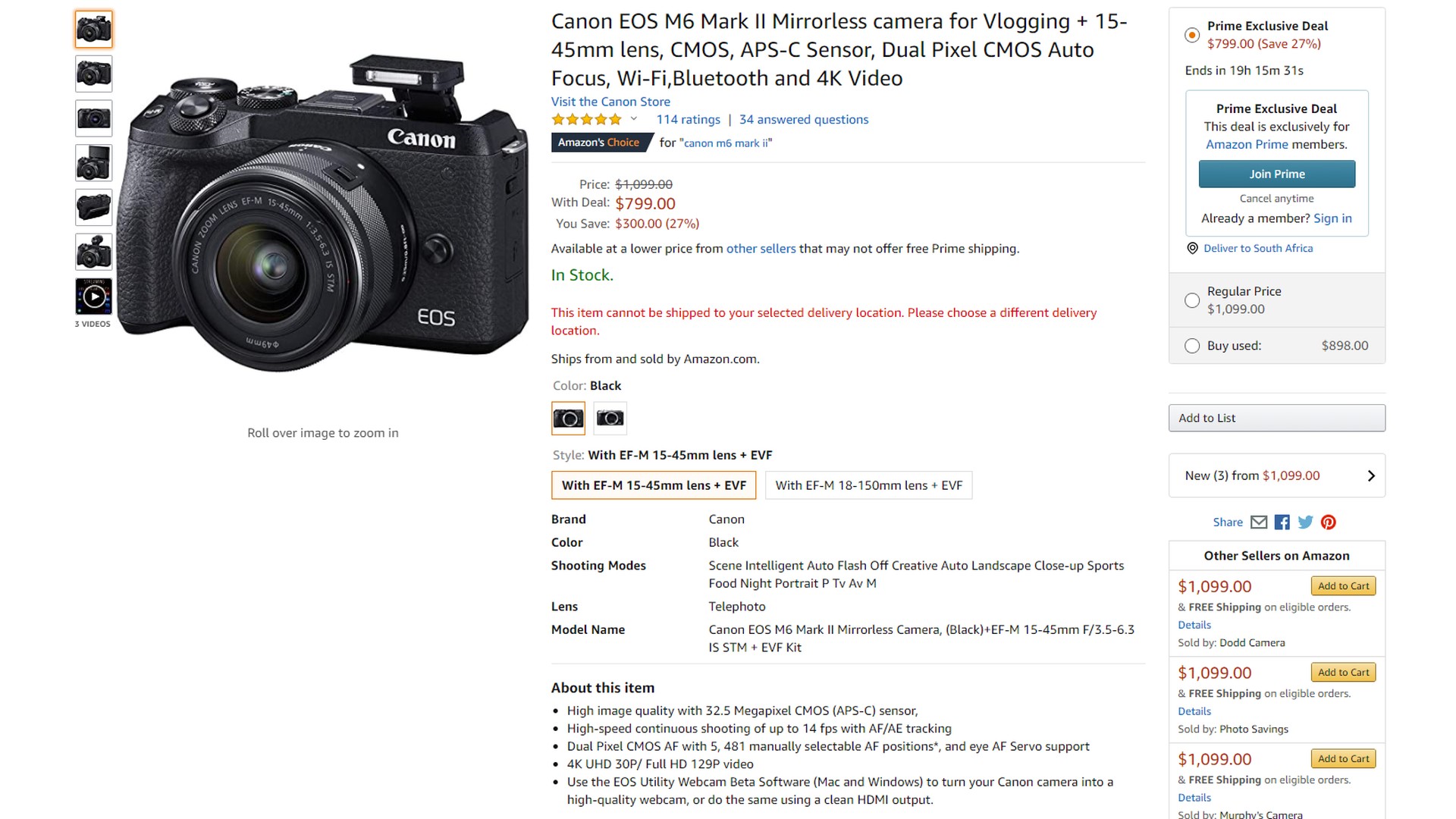 canon eos m6 ii prime day deal