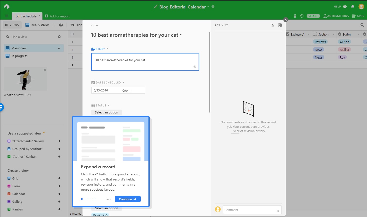 Fields in Airtable