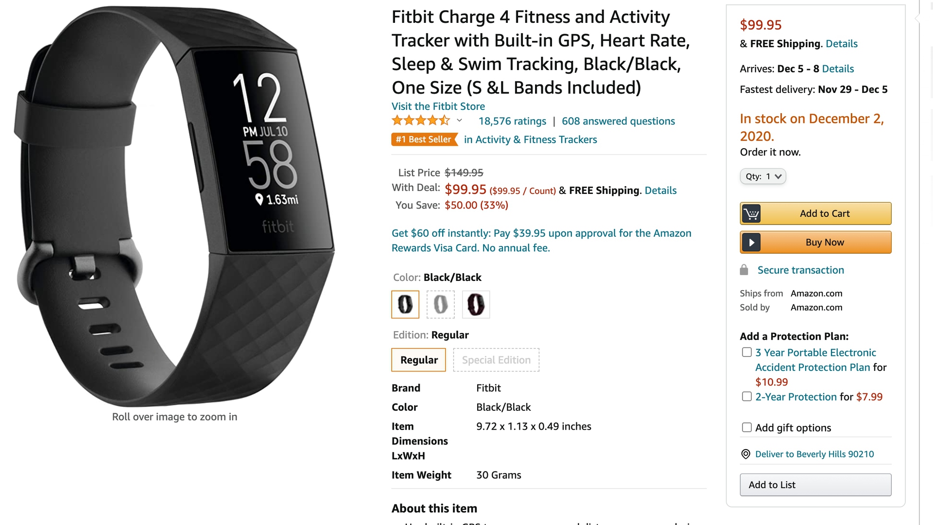Fitbit Charge 4 Amazon Black Friday Deal