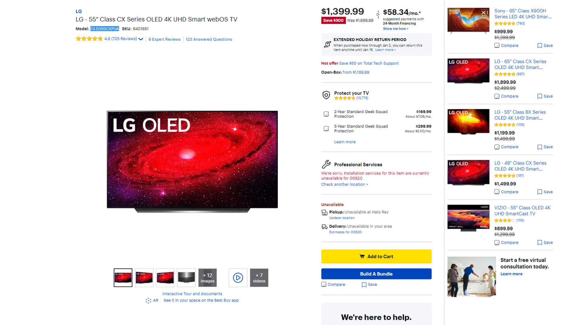 LG 55 inch OLED 4K TV best buy