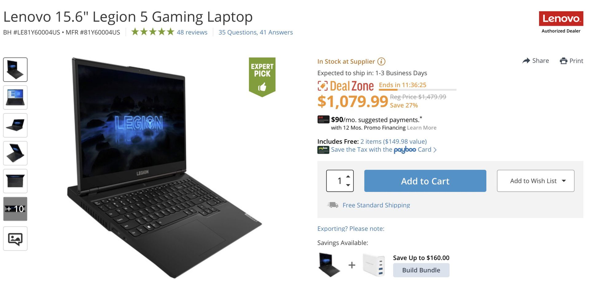 Lenovo Legion 5 gaming laptop deal