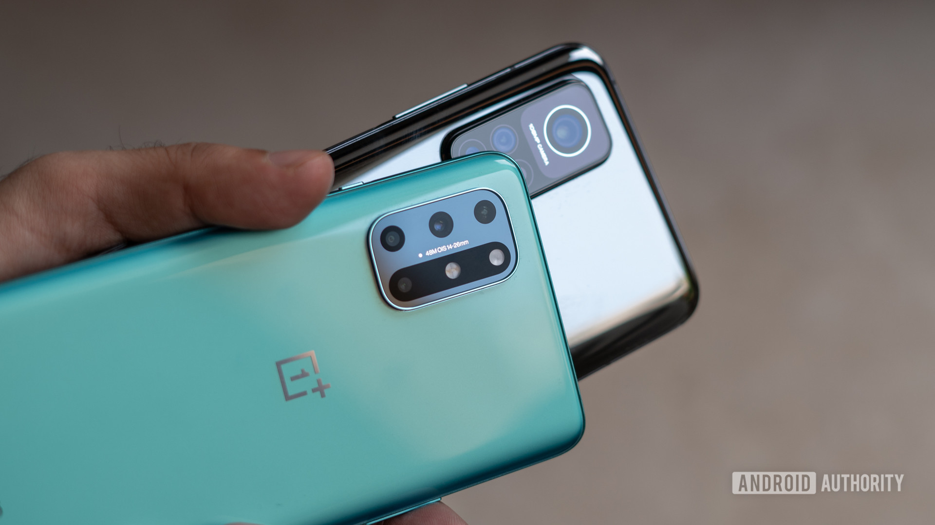 Mi 10T Pro vs OnePlus 8T showing camera modules