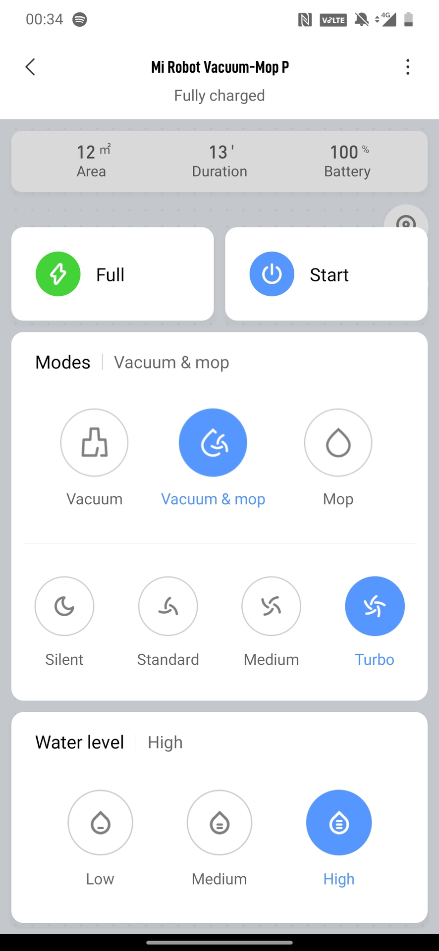 Mi Robot Vacuum P map page home settings