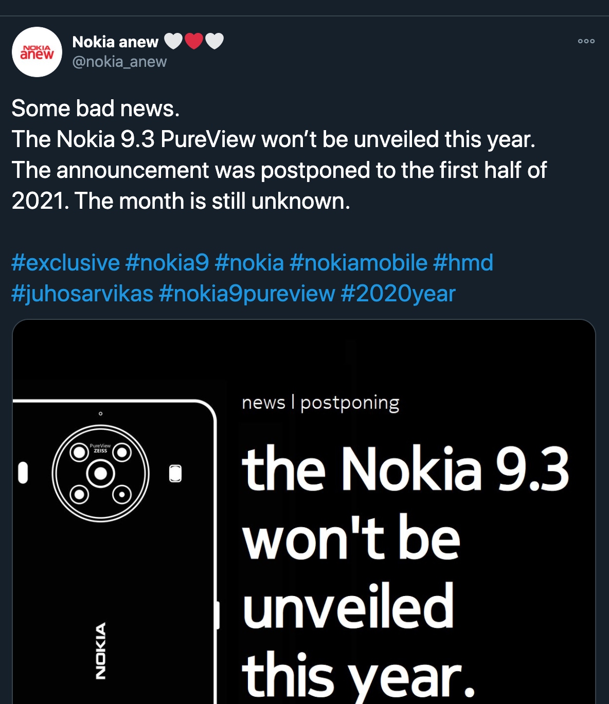 Nokia 9 3 delay rumor