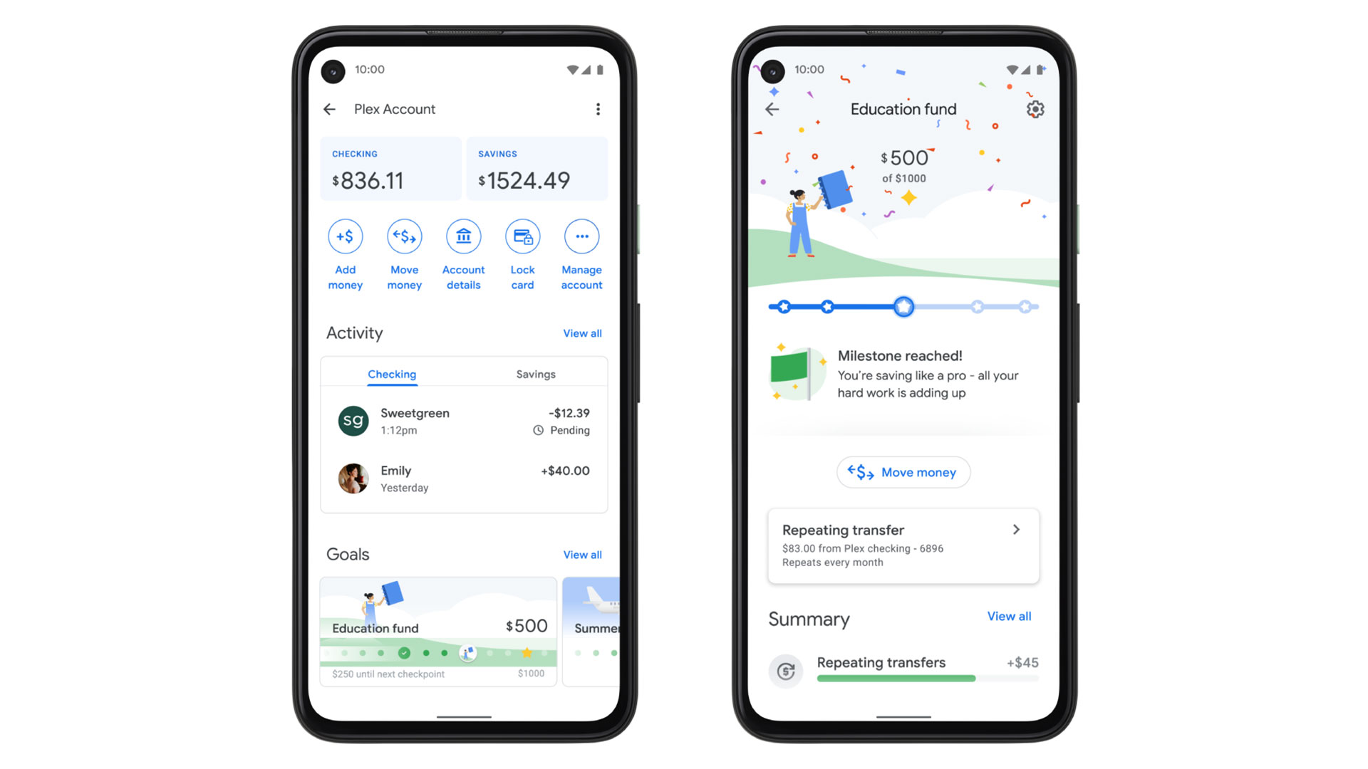 google pay plex bank account