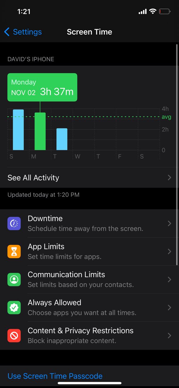 iPhone 12 Pro Screen time 3