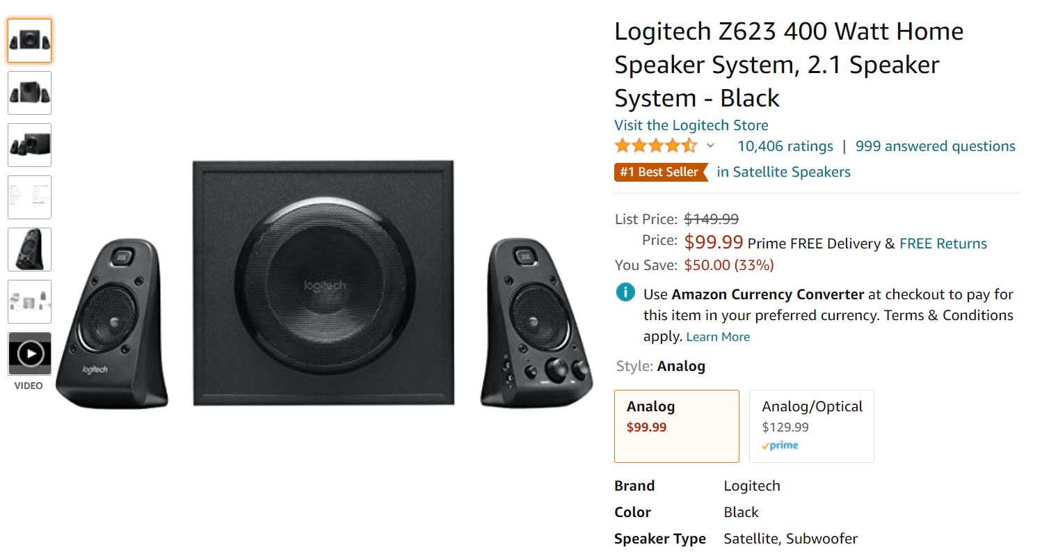 Logitech Z623 400W speaker system Amazon Deal
