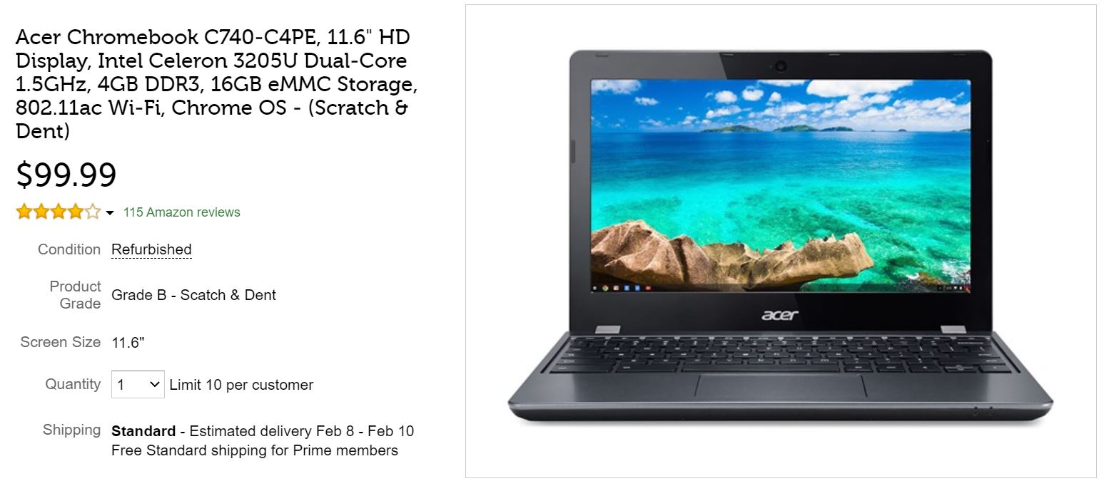 Acer Chromebook C740 Woot Deal