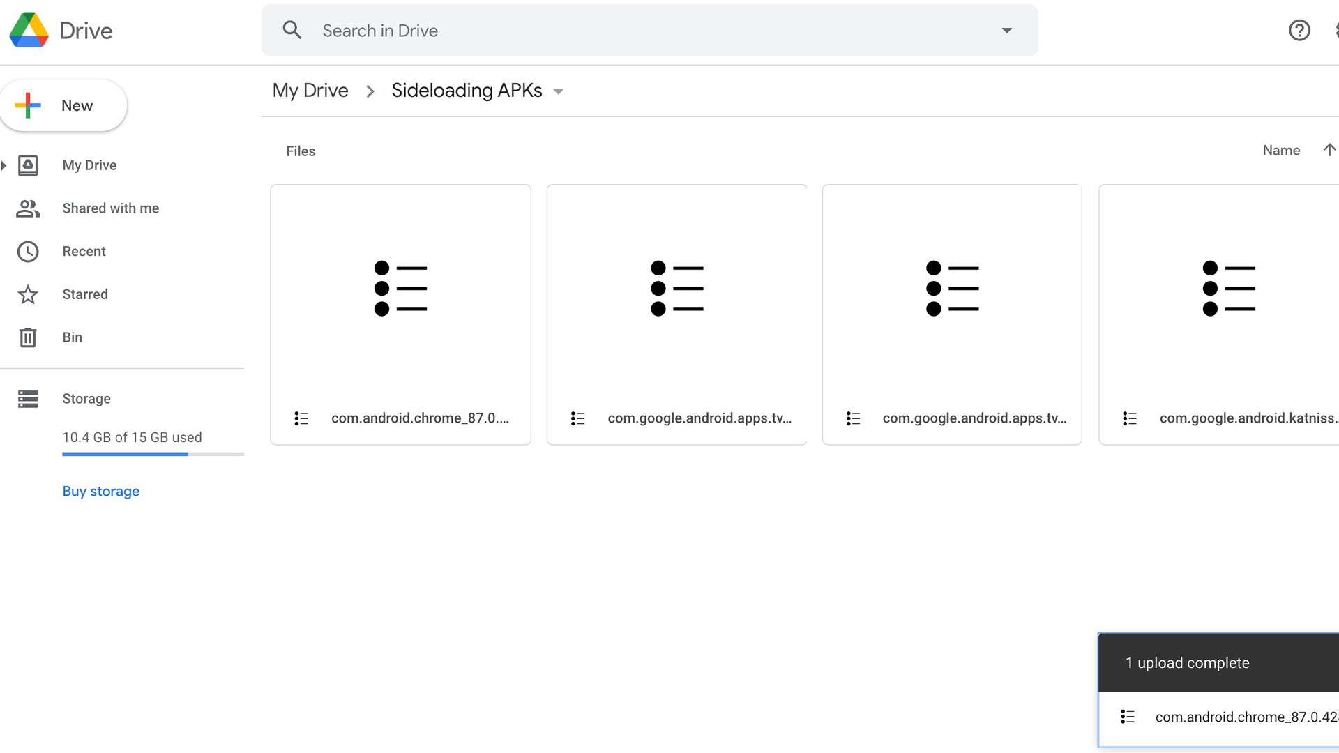 Adding APK Files To Google Drive To Sideload Apps