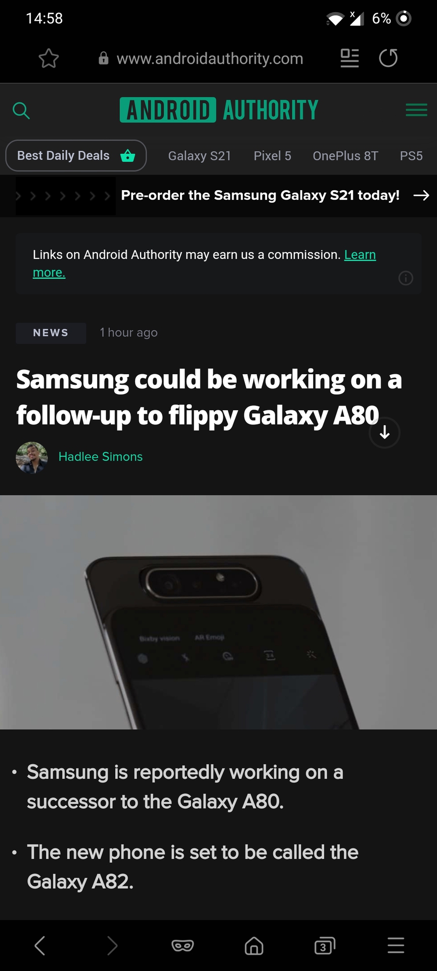 Samsung Internet Dark mode