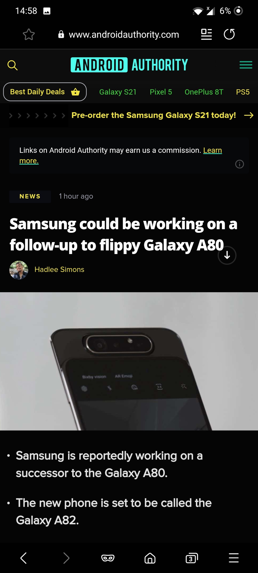 Samsung Internet High contrasting mode