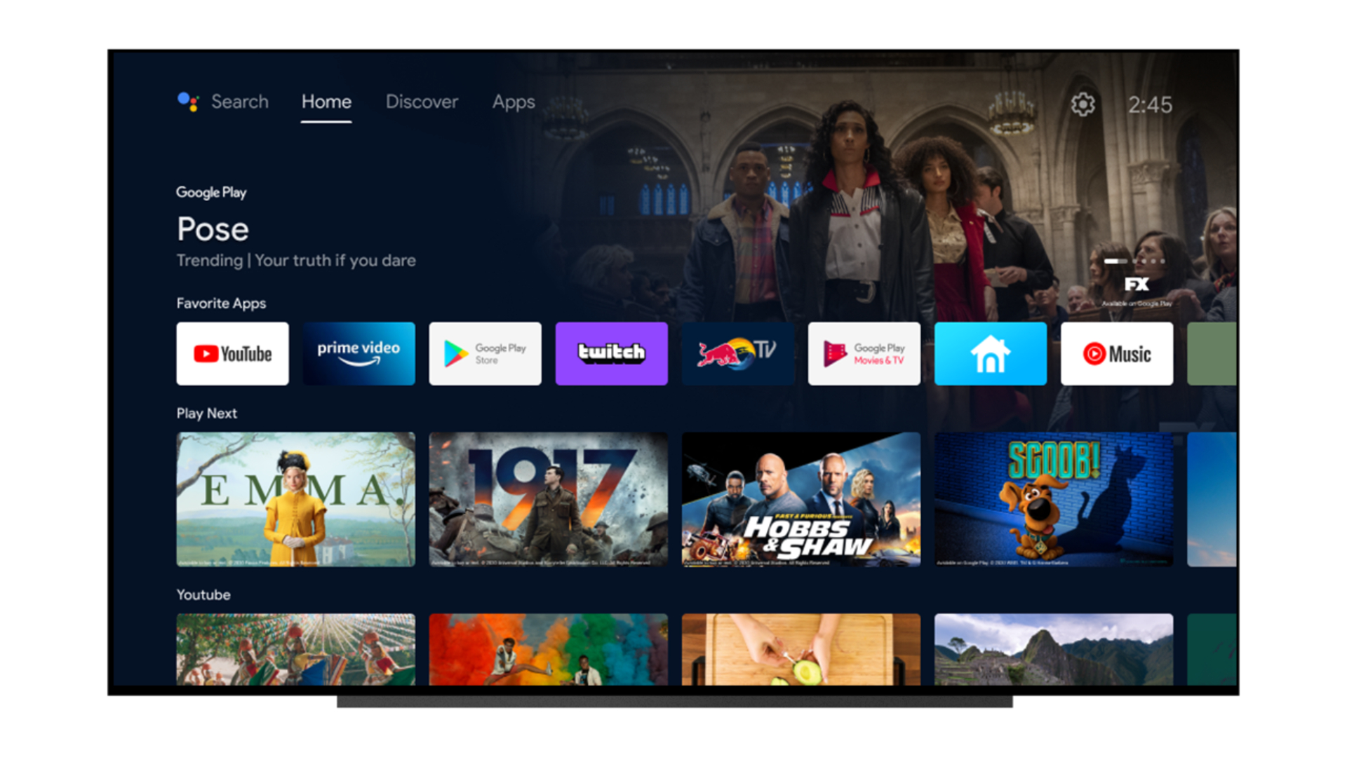 Android TV 2021 new home tab