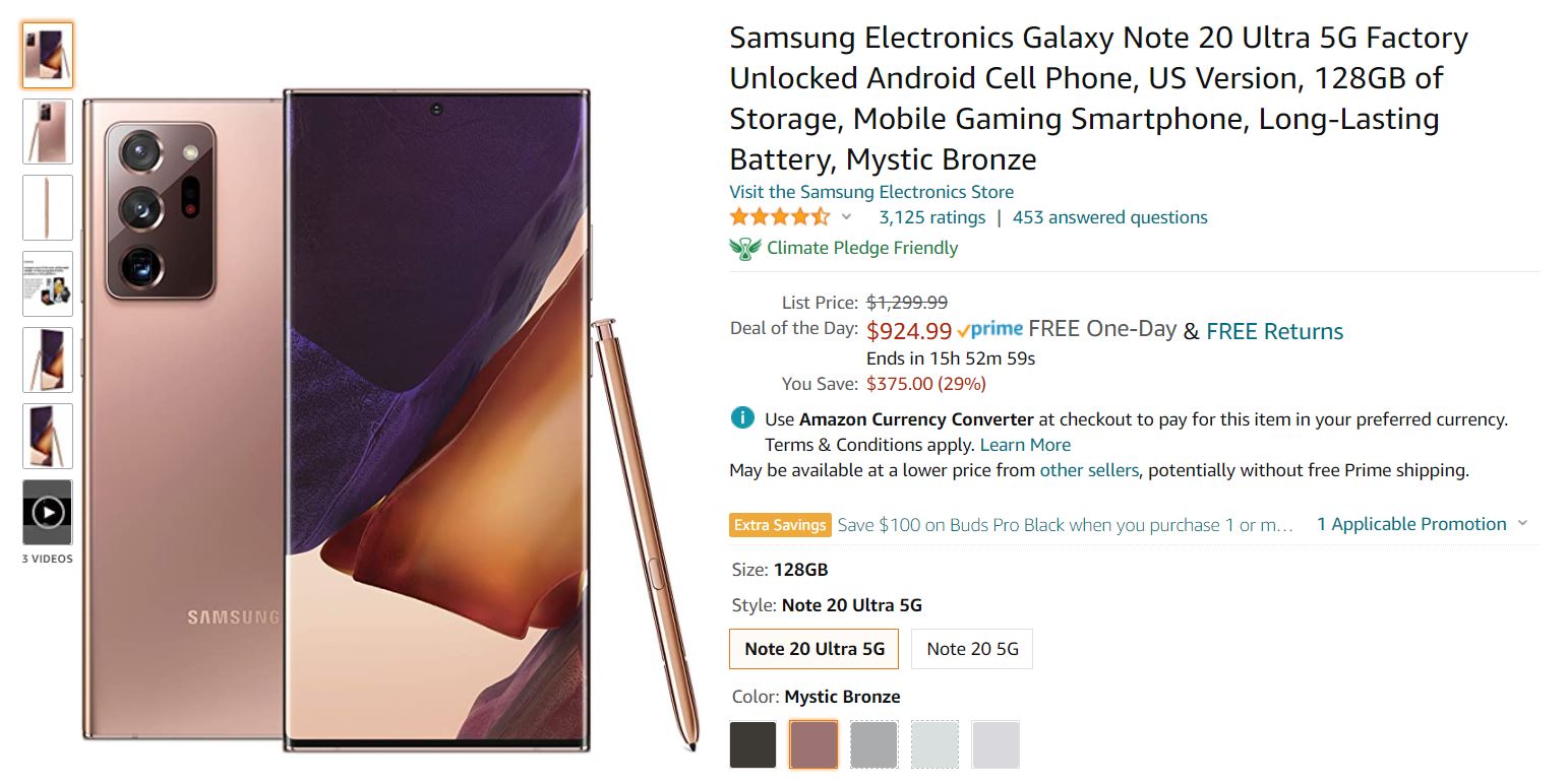 Samsung Galaxy Note 20 Ultra Amazon Deal