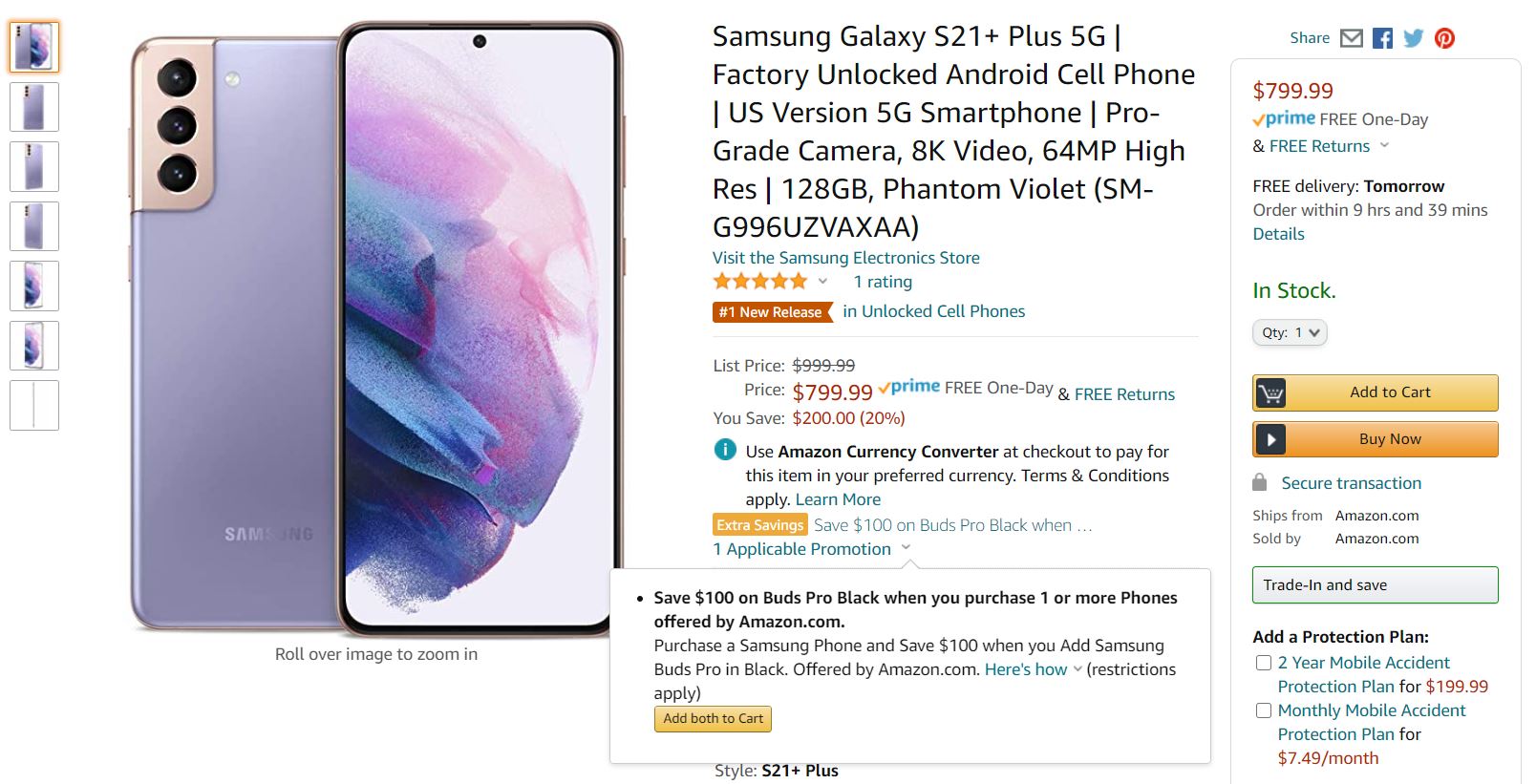 Samsung Galaxy S21 Plus and Galaxy Buds Pro Amazon Deal