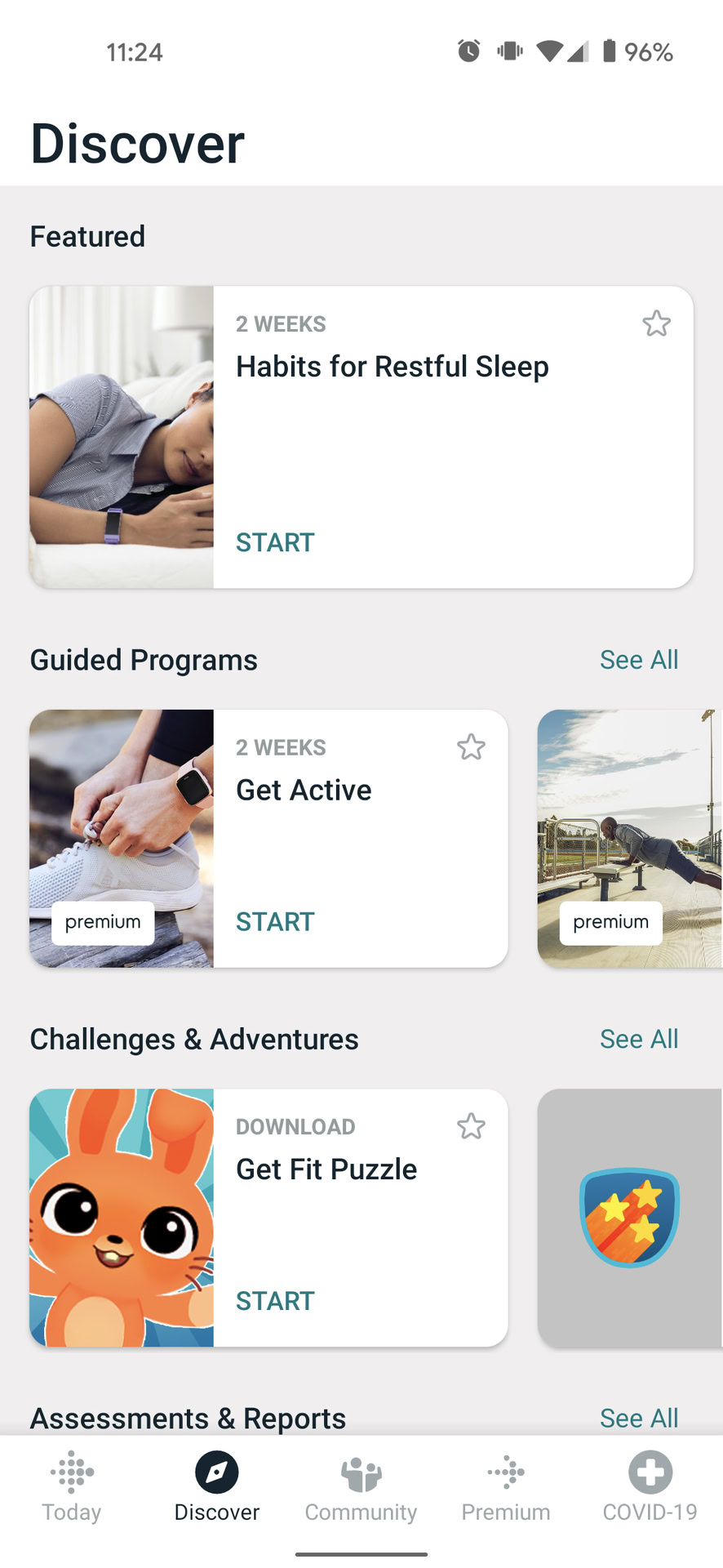 fitbit app discover tab