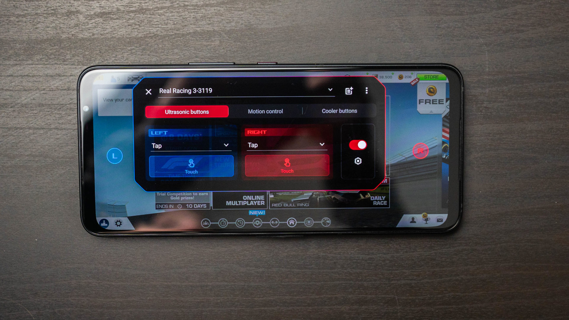 Asus ROG Phone 5 Air Triggers setup within Game Genie