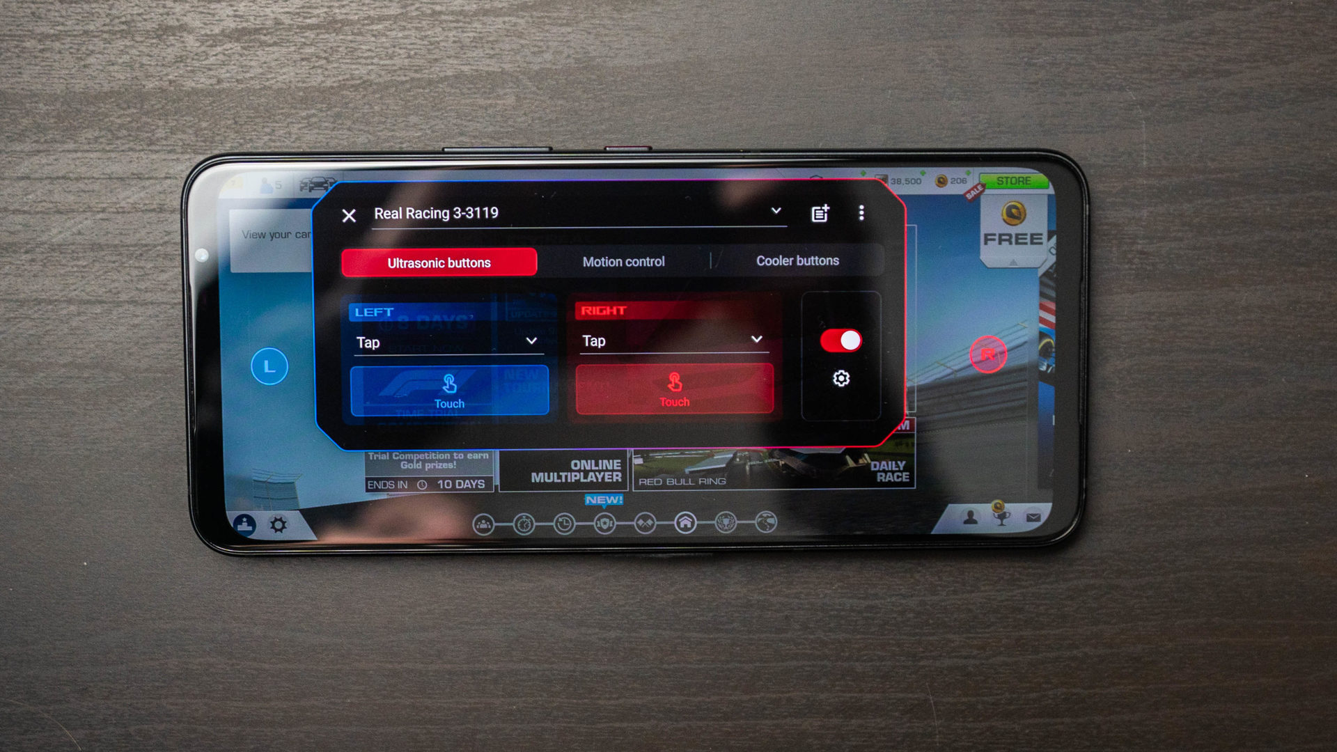 ASUS ROG Phone 5 Air Triggers setup within Game Genie