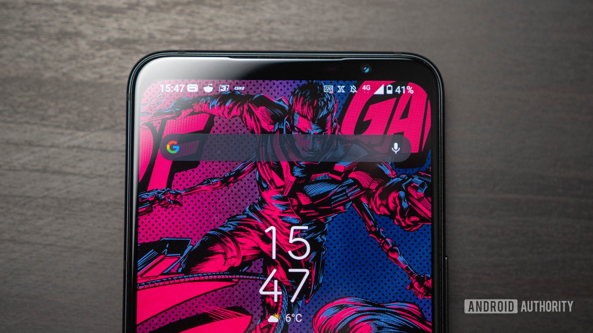 Asus ROG Phone 5 product shot of the top of the home screen