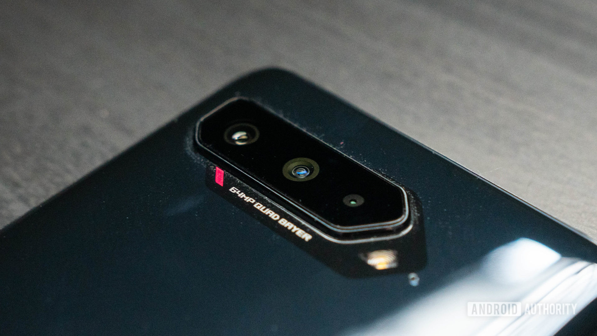ASUS ROG Phone 5 product shot of the triple camera bump at an angle