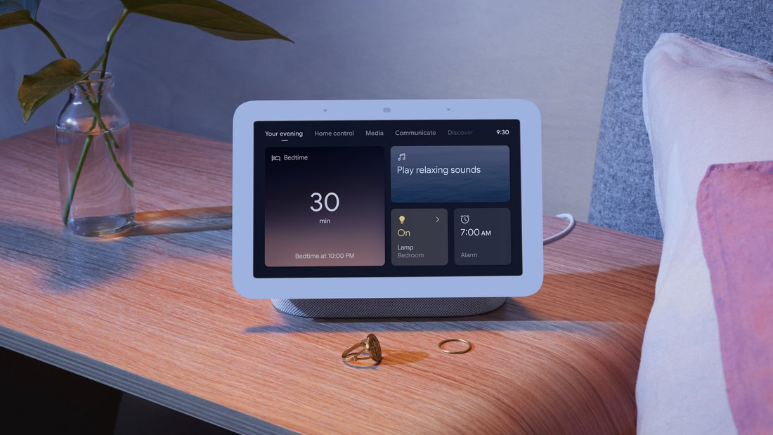 Google Nest Hub second generation smart display on bedside