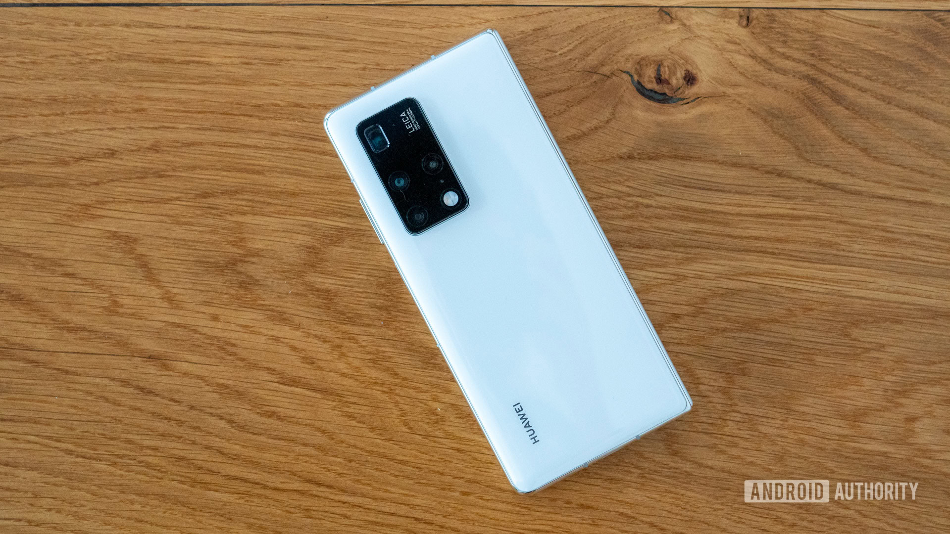 Huawei Mate X2 review back panel on table