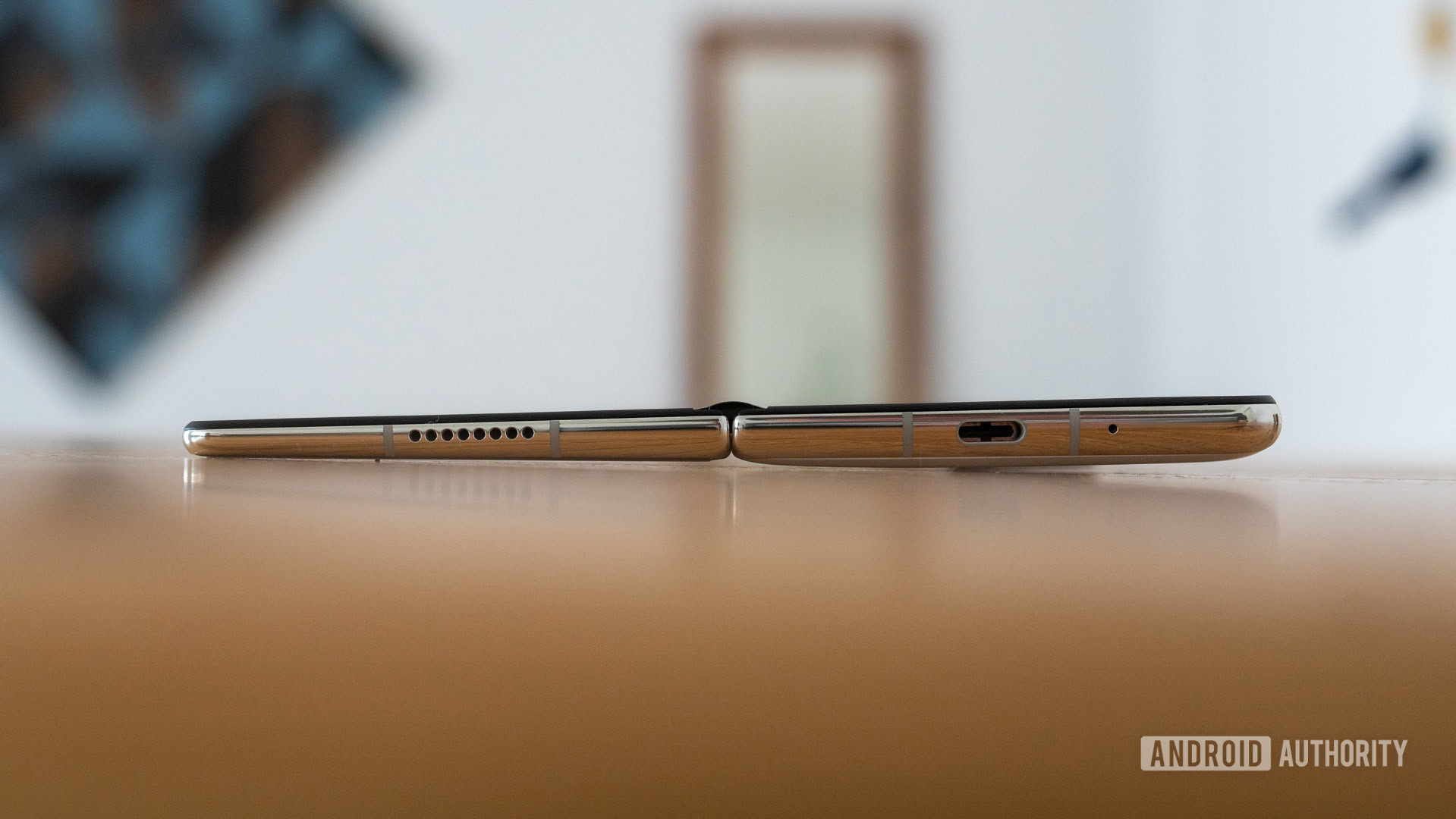 Huawei Mate X2 review bottom edge profile laying on table