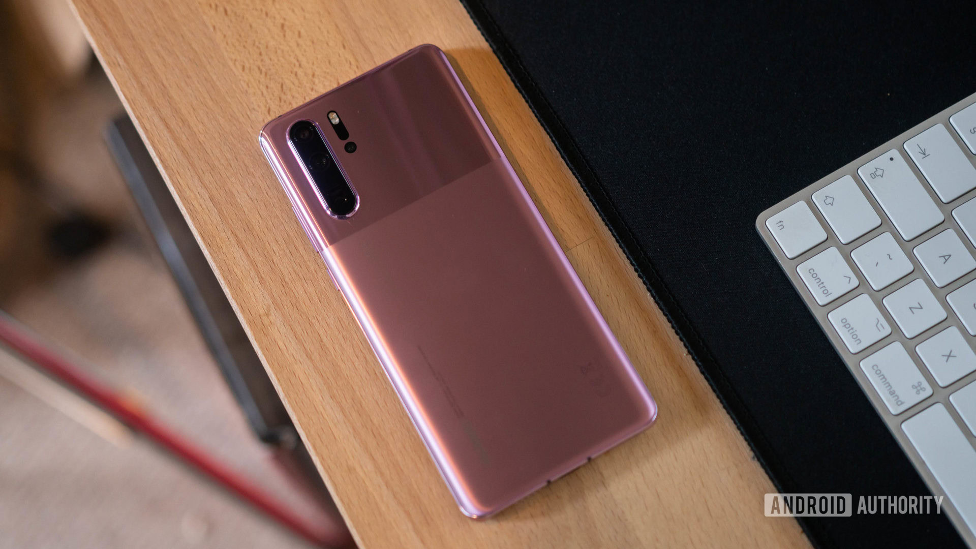 HUAWEI P30 Pro rear panel sat on a desk at an angle