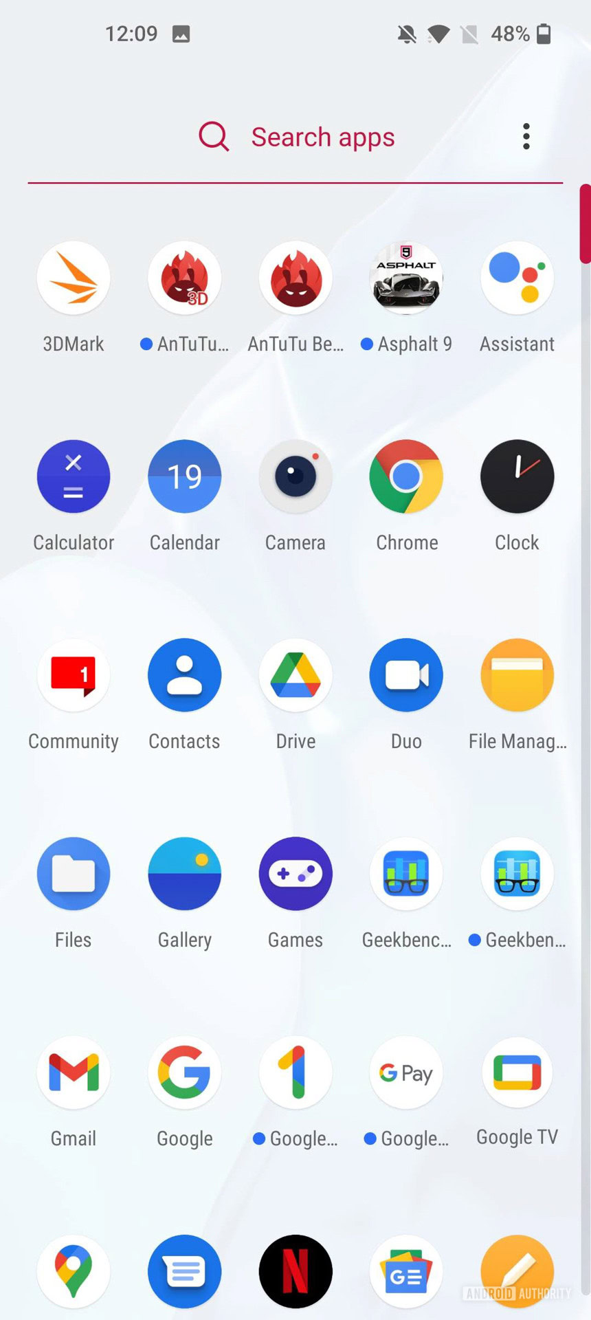 OnePlus 9 Pro app drawer