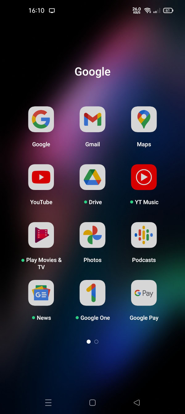Oppo Find X3 Pro ColorOS Google apps folder