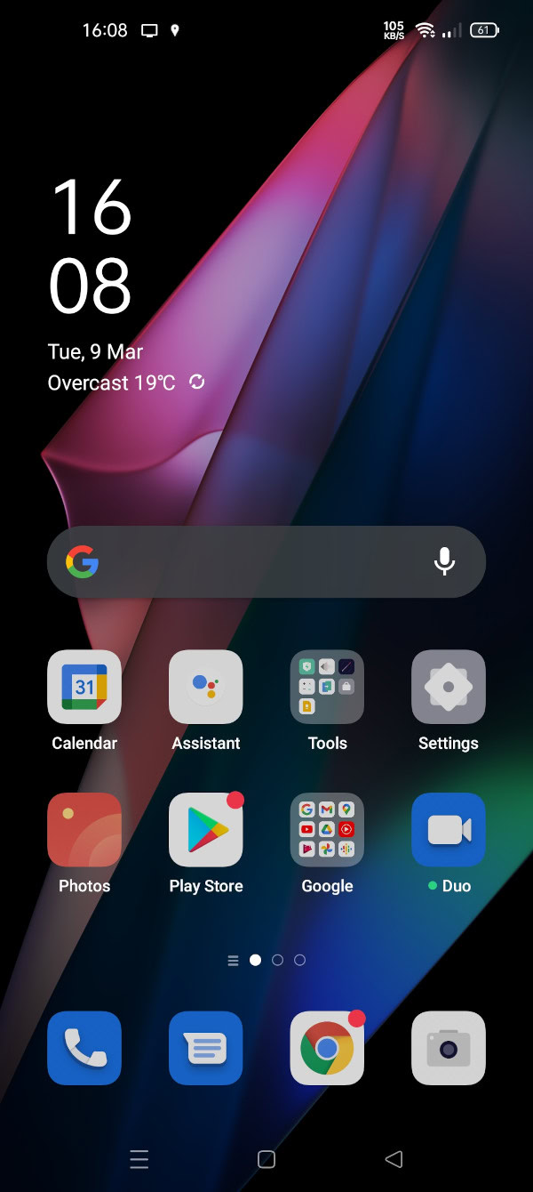 Oppo Find X3 Pro ColorOS Home Screen