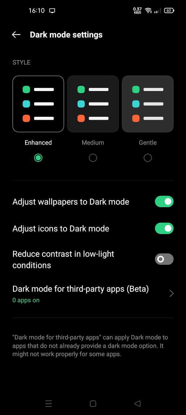 Oppo Find X3 Pro ColorOS dark mode