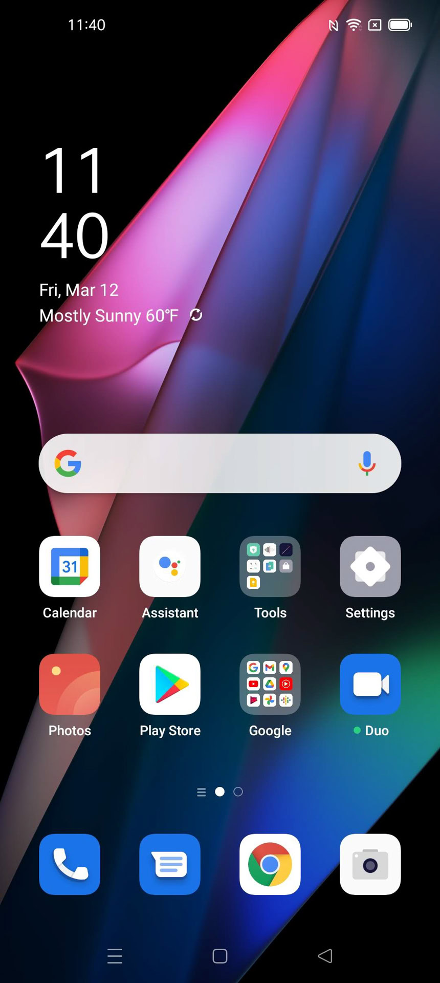 Oppo Find X3 Pro home screen