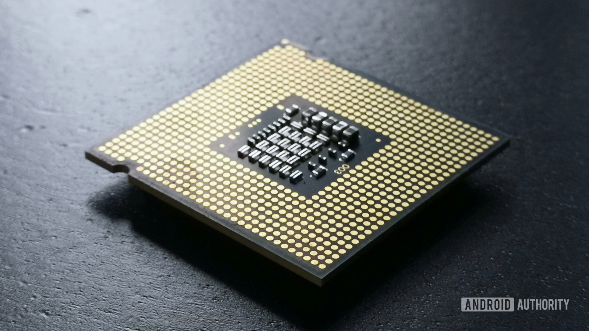 Processor chip with pins facing upwards
