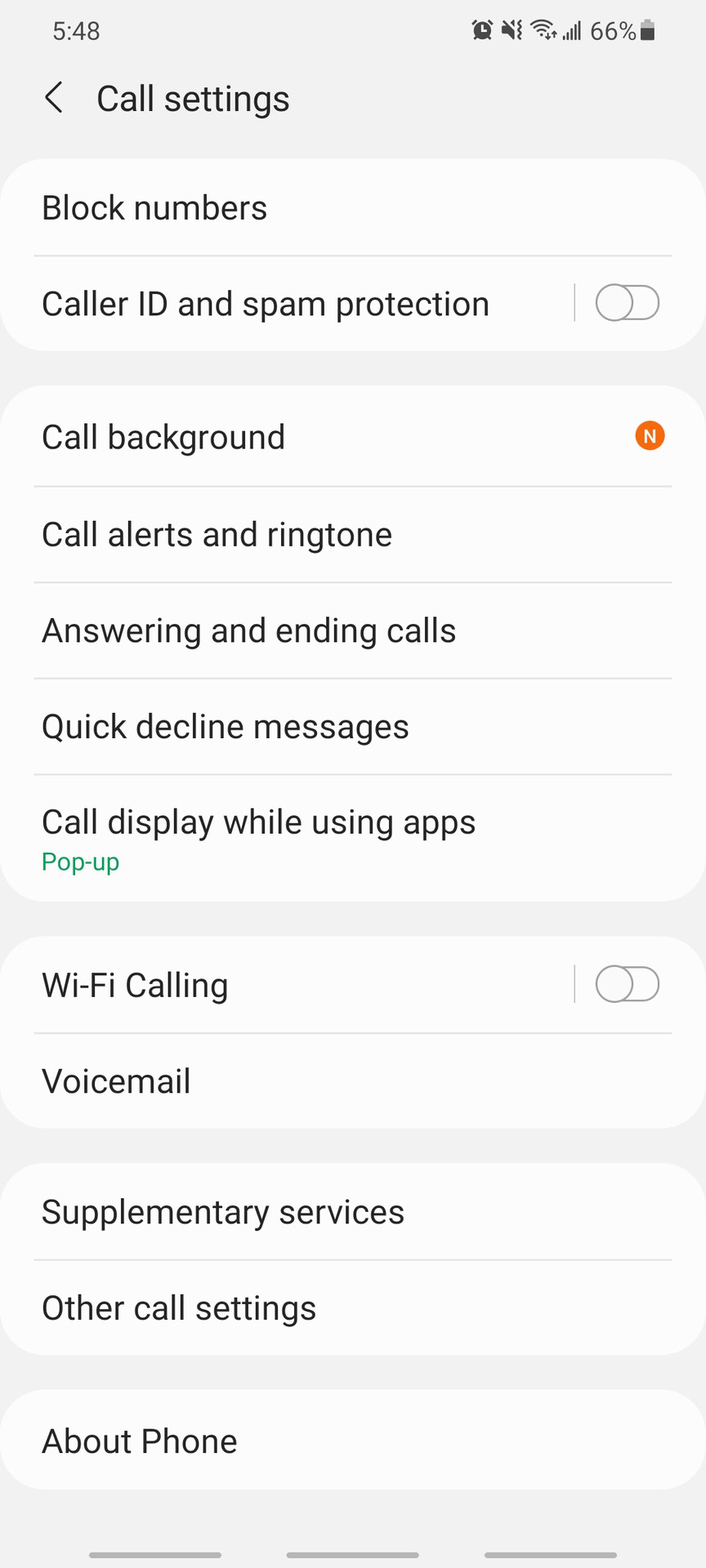 android phone call settings from contacts app