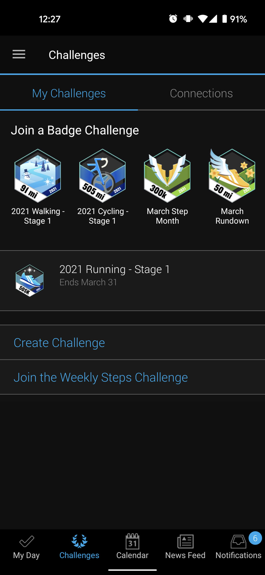 garmin connect challenges tab