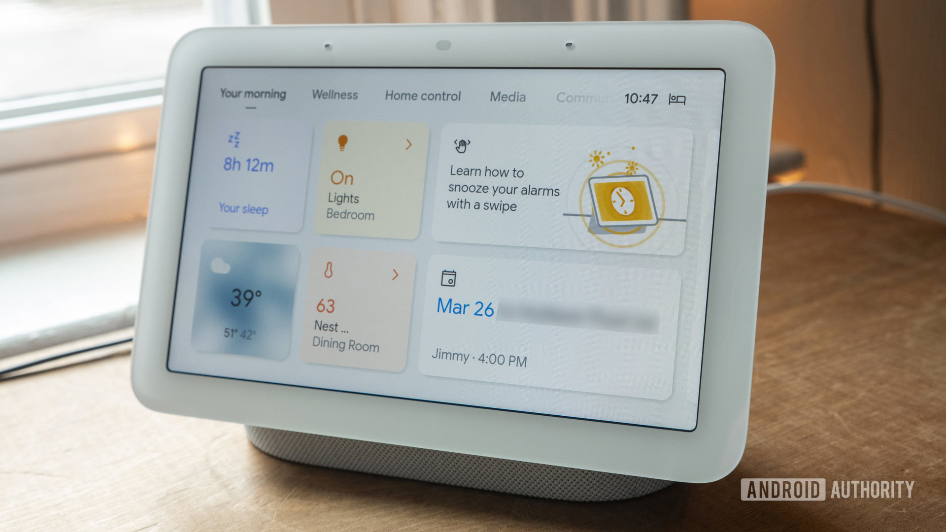 A morning view of the second-generation Google Nest Hub.