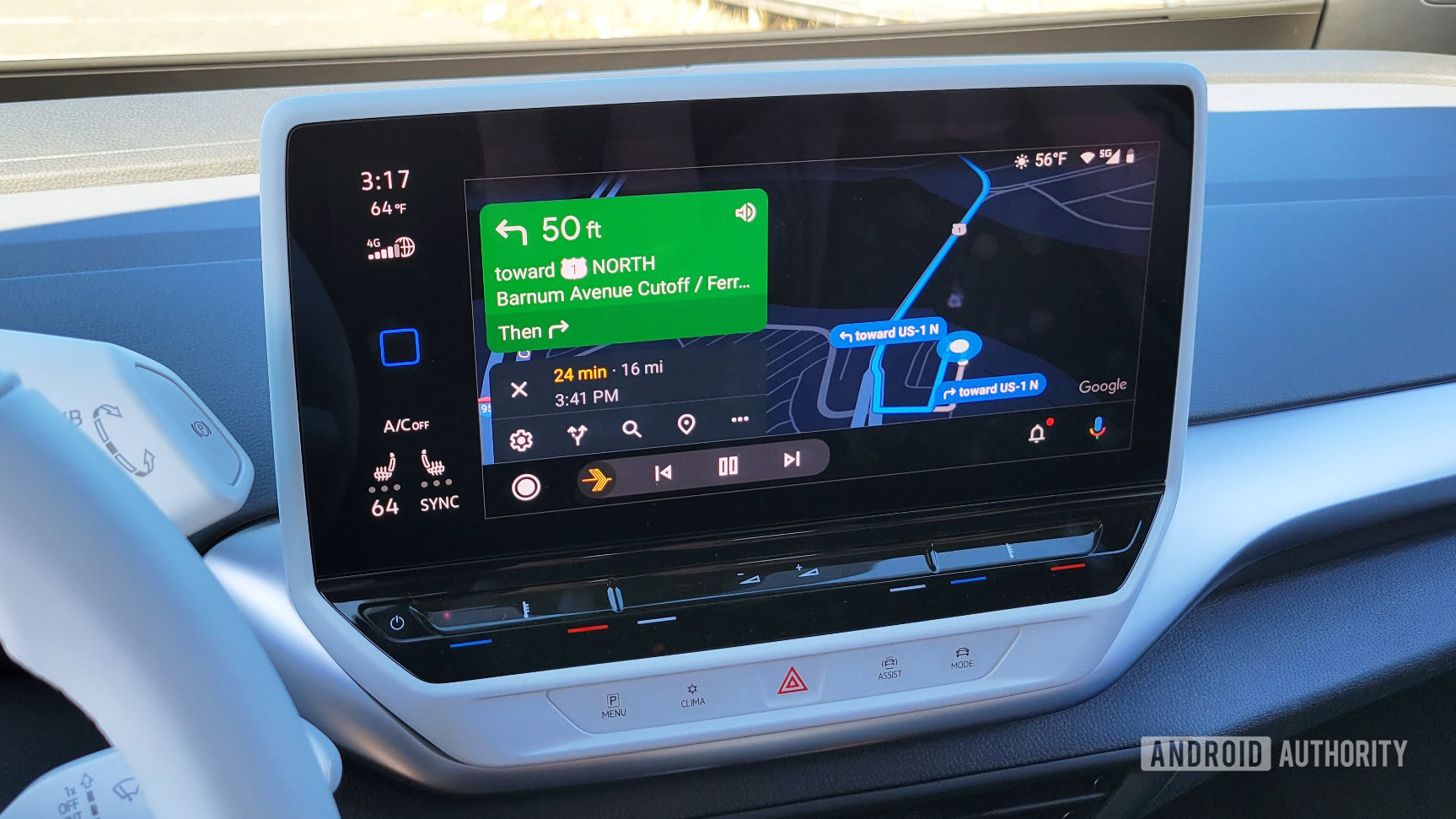Android Auto on Volkswagen ID.4 Google Maps Navigation