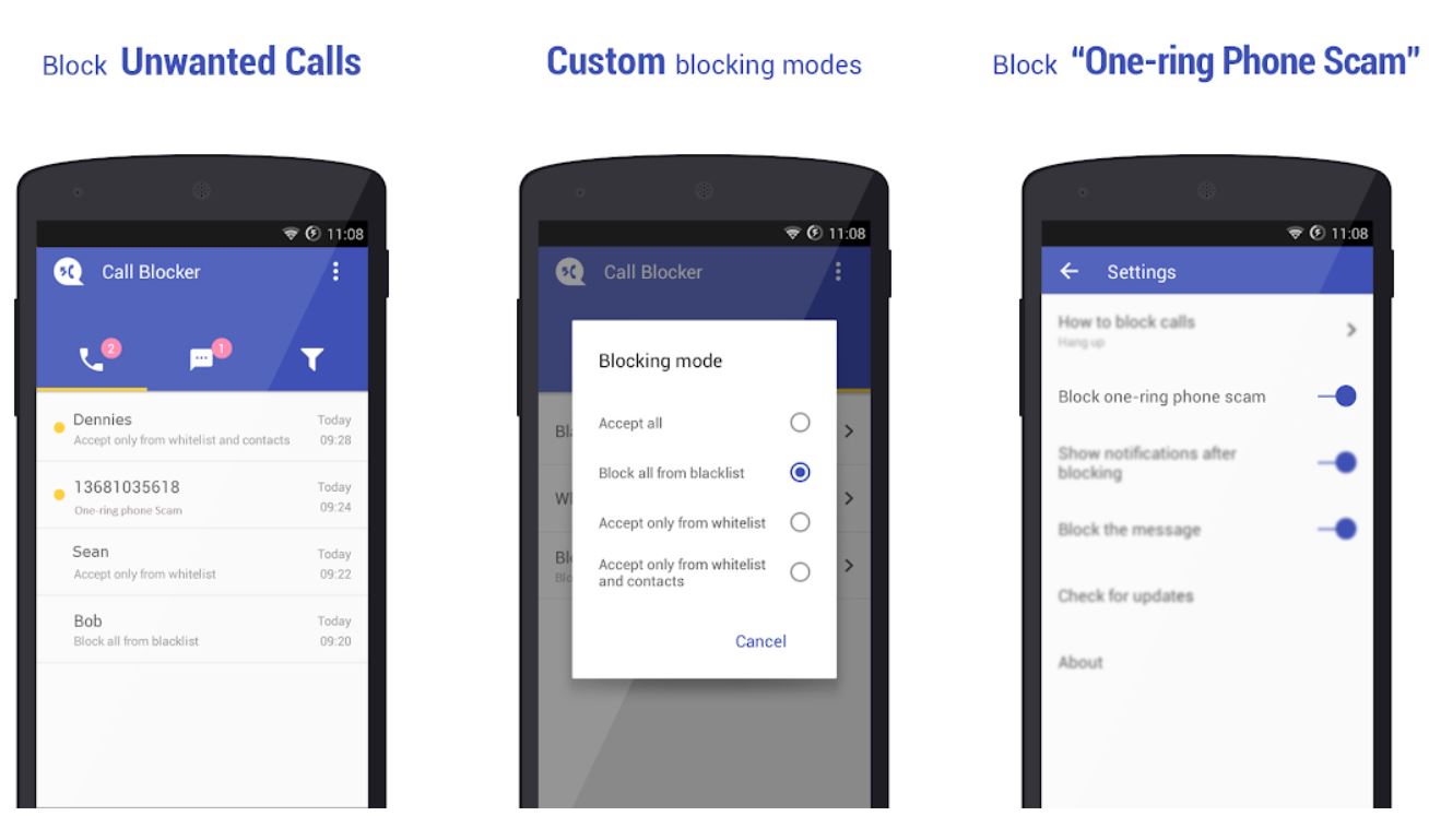 Call Blocker screenshots - How to block a phone number