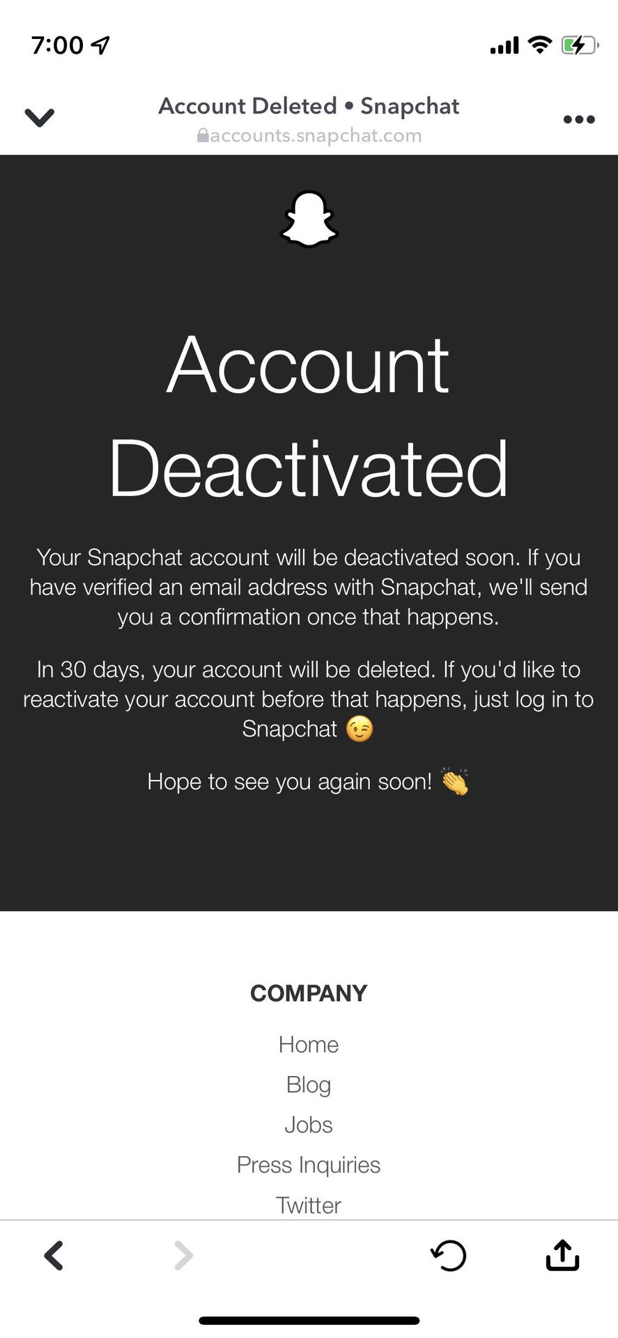 deactivate snapchat account