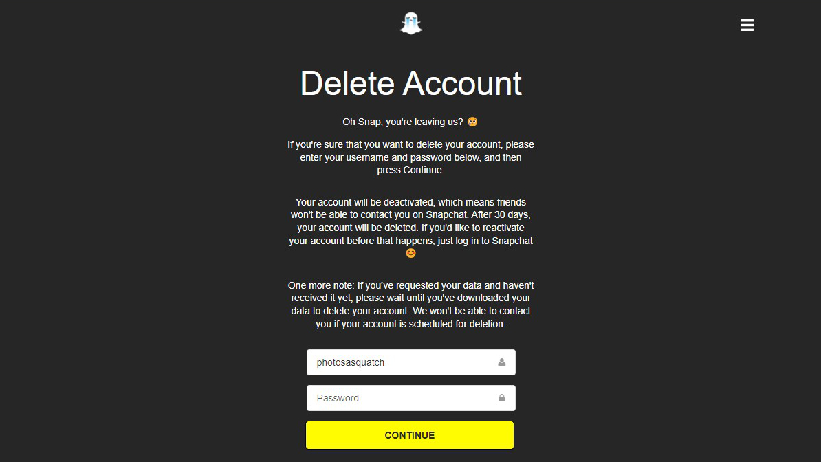 Delete Snapchat browser 2