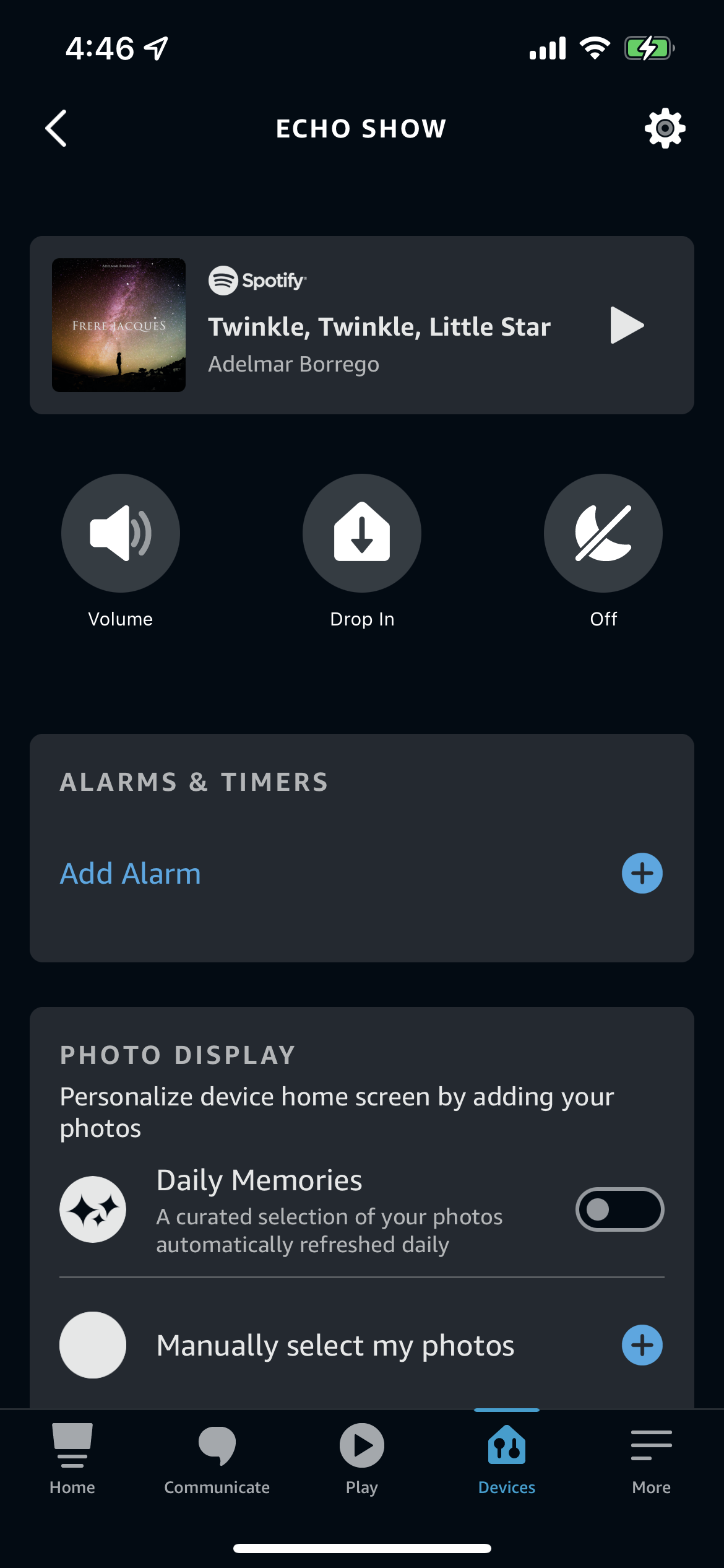 Echo Show controls in the Alexa app