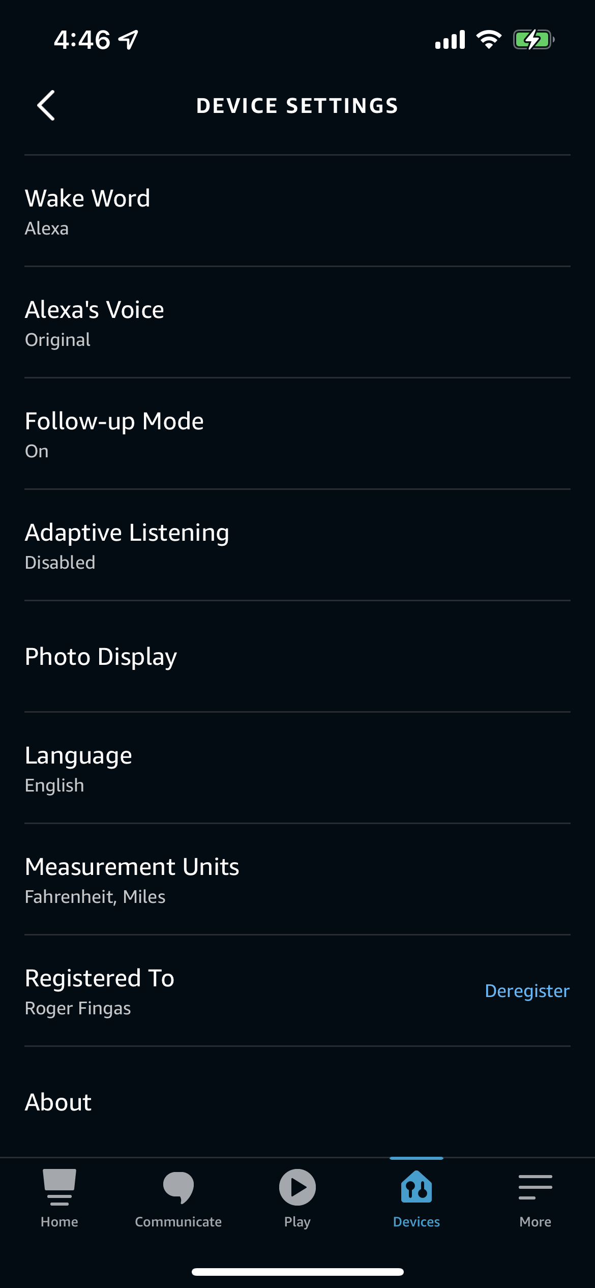 Echo Show device settings in the Alexa app