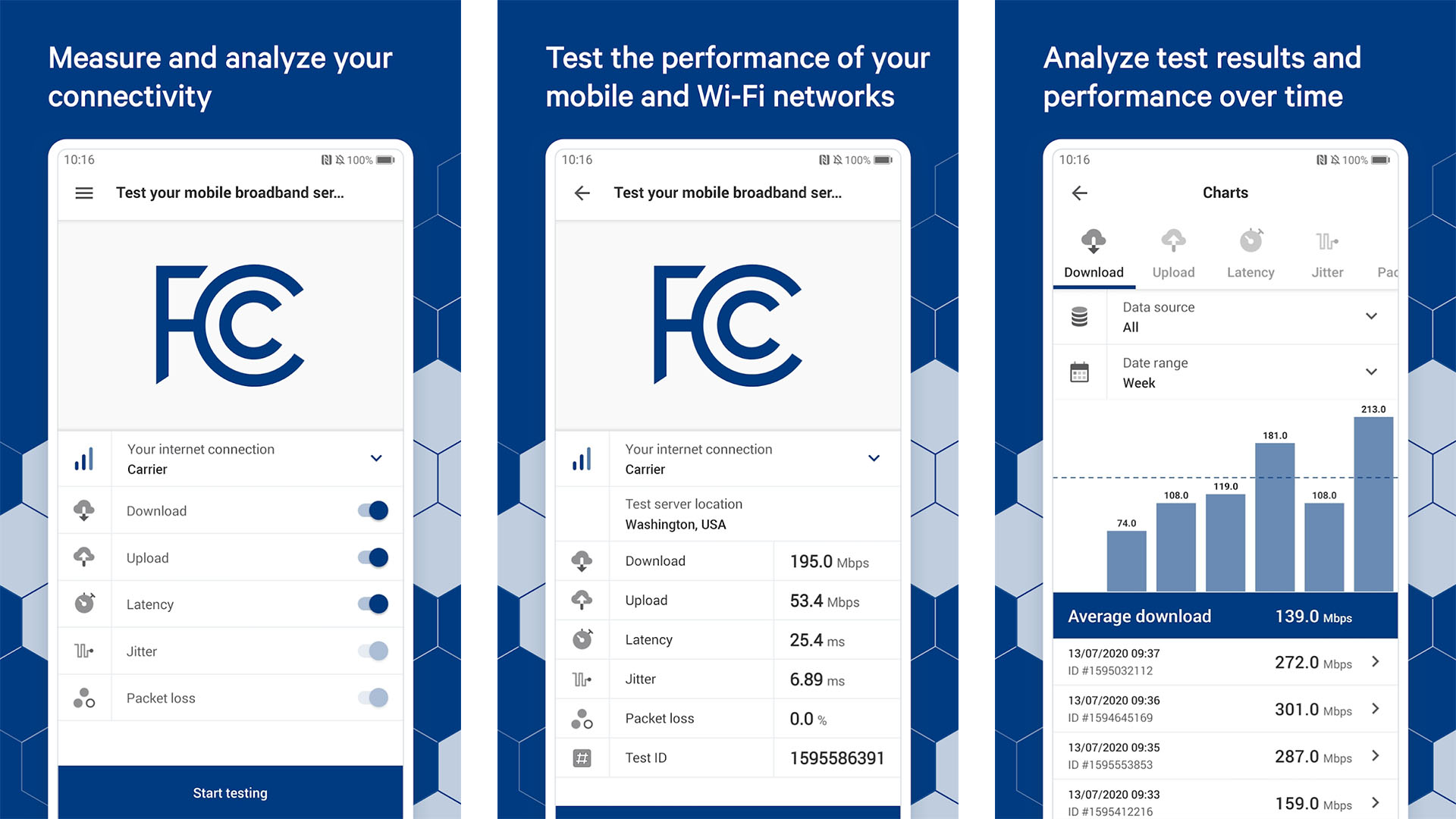 FCC Speed Test screenshot