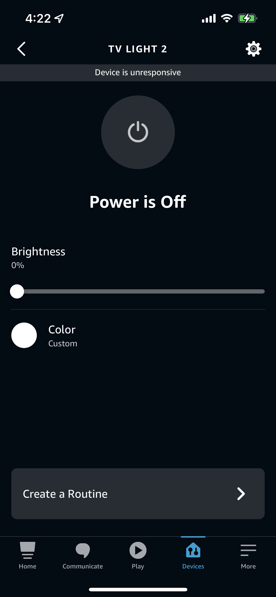 Light controls in the Alexa app